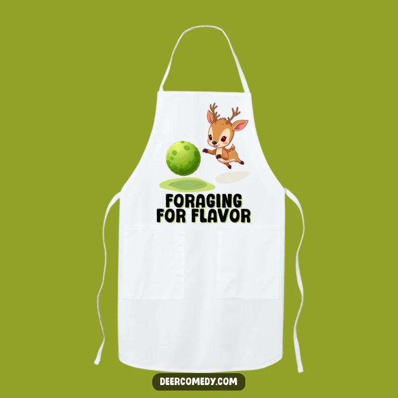 Funny Deer Baker's Apron: Moss Ball Chase for Playful Kitchen Fun Gift