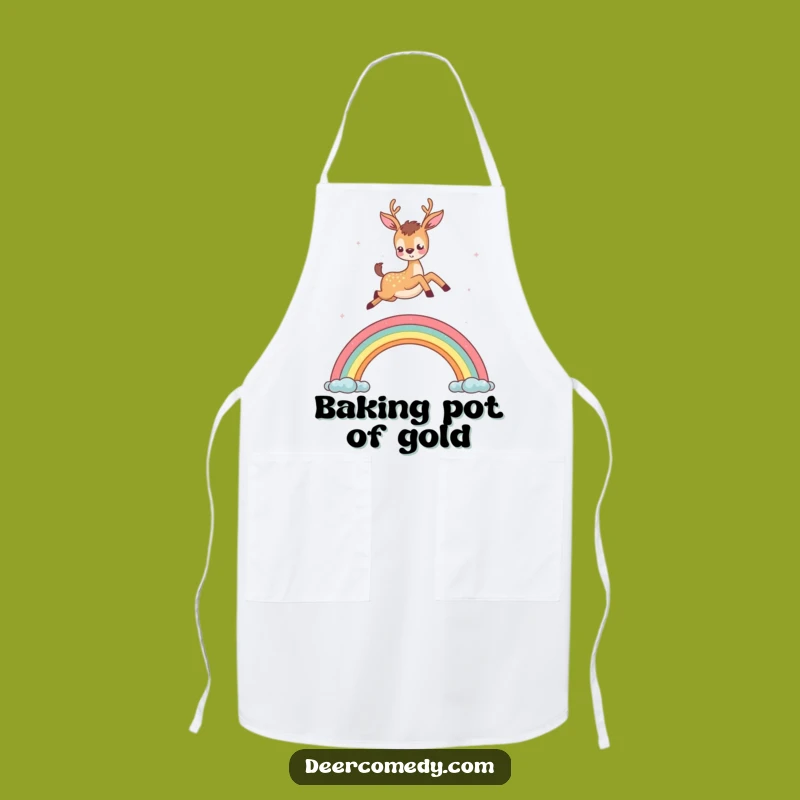 Funny Deer Rainbow Apron: Cook Up Smiles with Magical Flair