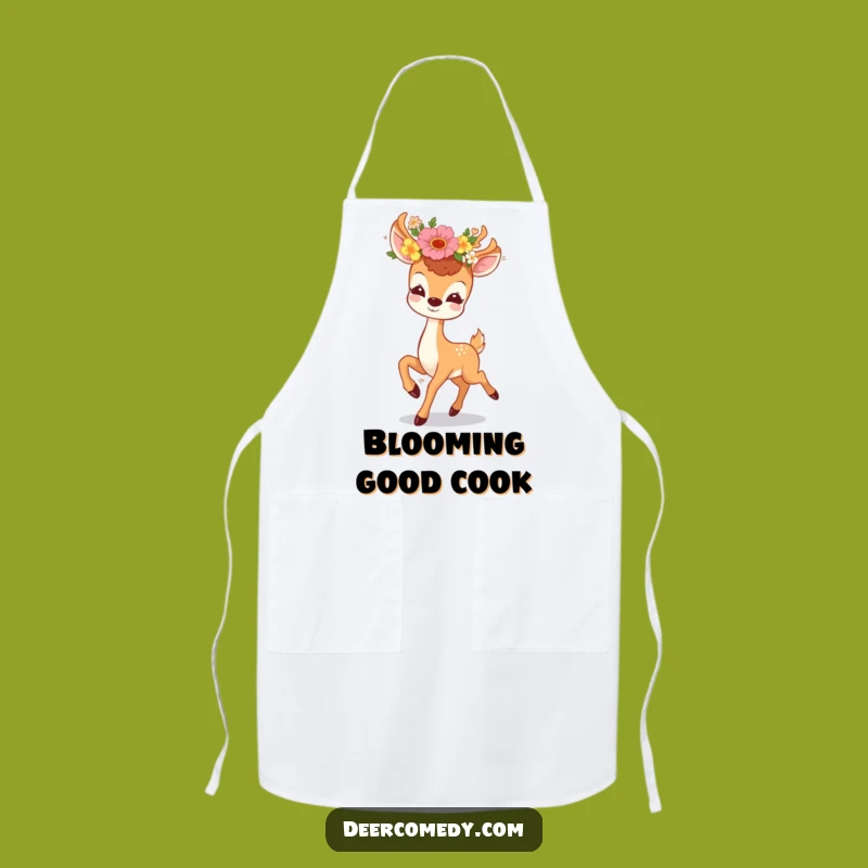 Funny Kawaii Deer Floral Apron: Joyful Chef Deer Kitchen Wear, Perfect Funny Gift