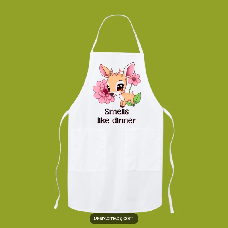 Funny Kawaii Deer Flower Apron: Gentle Sniffer Kitchen Wear, Perfect Funny Gift