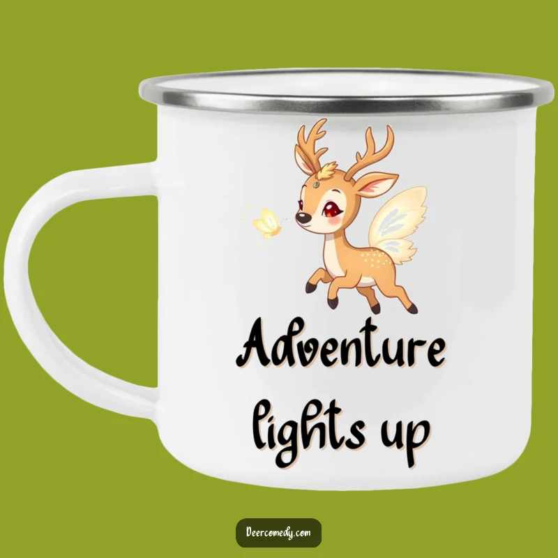 Funny Deer & Light Butterfly Camping Mug: Adventure Fuelled by Enchanting Humor