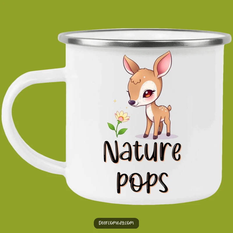 Funny Deer & Bubble Flower Camping Mug: Your Cozy Companion for Outdoor Discovery