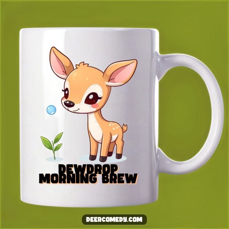 Funny Balancing Deer Dewdrop Mug: Delicate Humor for Gentle Souls