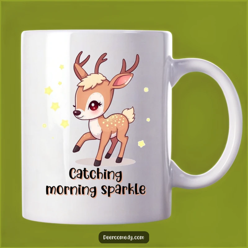 Funny Kawaii Deer Firefly Mug: Magical Shimmering Deer Funny Gift