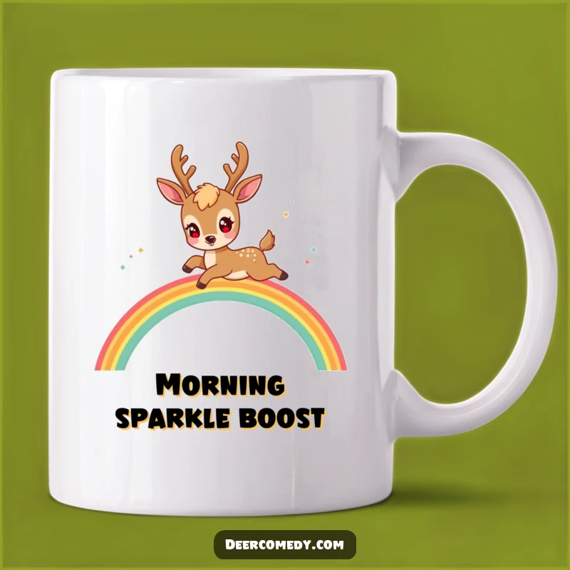 Funny Kawaii Deer Mug: Magical Leaps and Sparkles for a Whimsical Gift