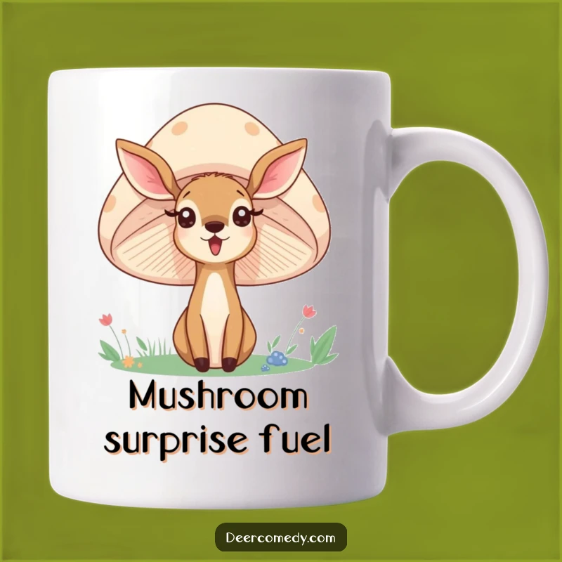 Funny Surprised Deer Mushroom Mug: A Giggle-Worthy Forest Encounter