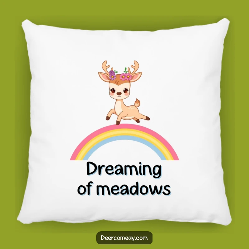 Funny Deer Rainbow Pillow: Cozy Comfort, Enchanted Dreams Gift