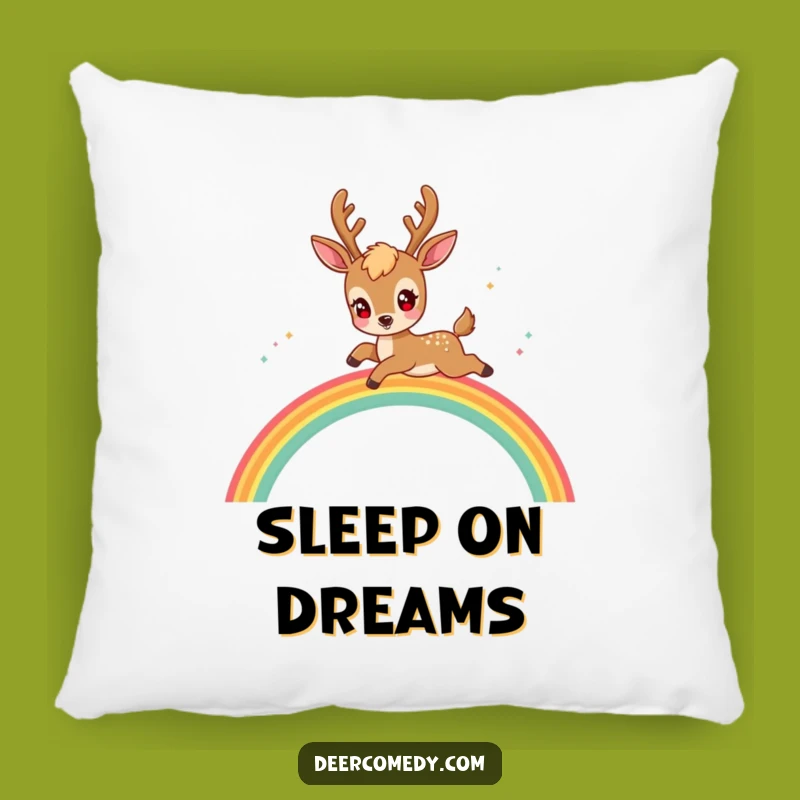 Funny Kawaii Deer Pillow: Cozy Up with Magical Rainbow Dreams