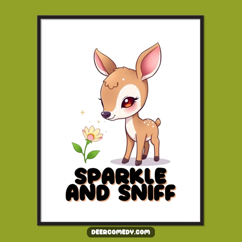 Funny Deer & Bubble Flower Digital Art: Instant Whimsy for Your Walls