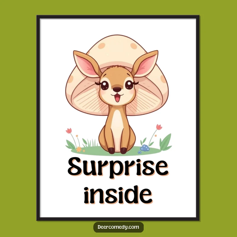 Funny Deer Mushroom Digital Art: Instant Woodland Charm for Your Screens