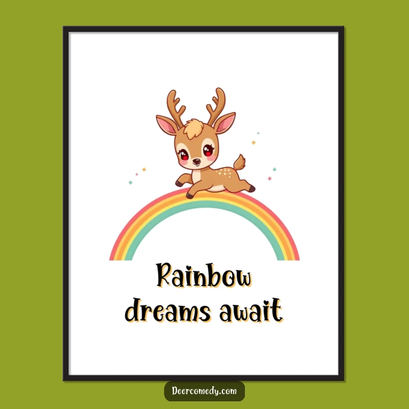 Funny Kawaii Deer Digital Art: Instant Magical Decor for Your Walls