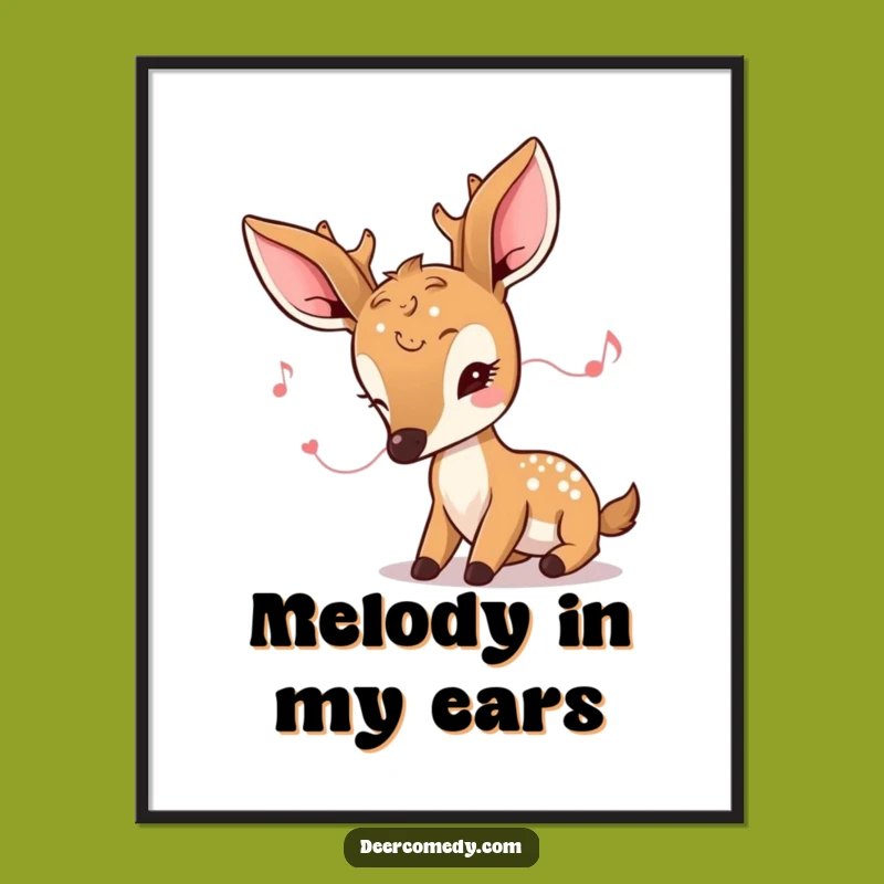 Funny Kawaii Deer Digital Art: Instant Serene Decor for Your Walls