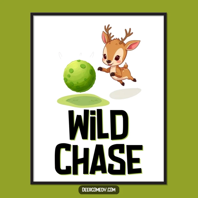 Funny Deer Moss Ball Digital Art: Instant Playful Decor Gift