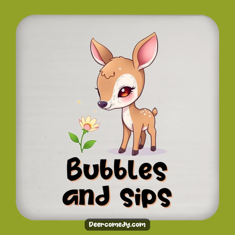 Funny Deer & Bubble Flower Coaster Set: Protect Surfaces with Whimsical Charm