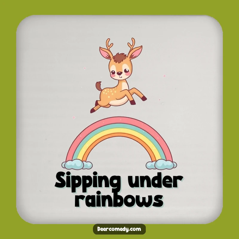 Funny Deer Rainbow Drink Coaster: Protect Surfaces with Enchanting Style