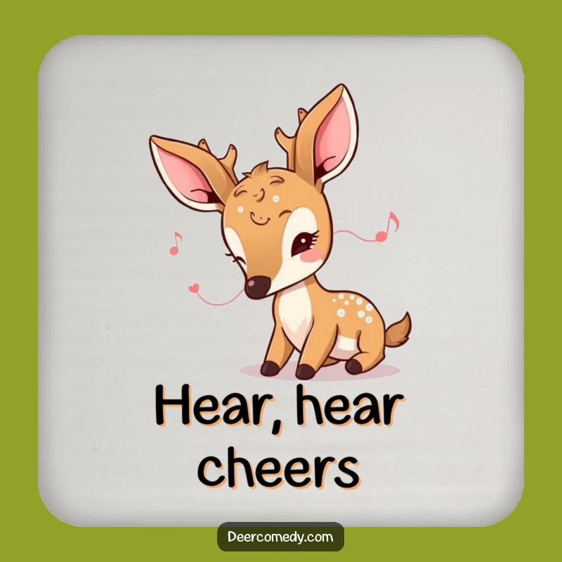 Funny Kawaii Deer Coaster: Listen Closely with This Serene Tabletop Accessory