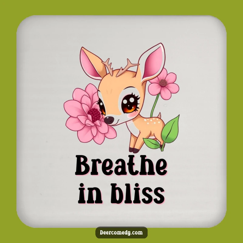 Funny Kawaii Deer Flower Coaster: Gentle Bloom Decor, Perfect Funny Gift Set