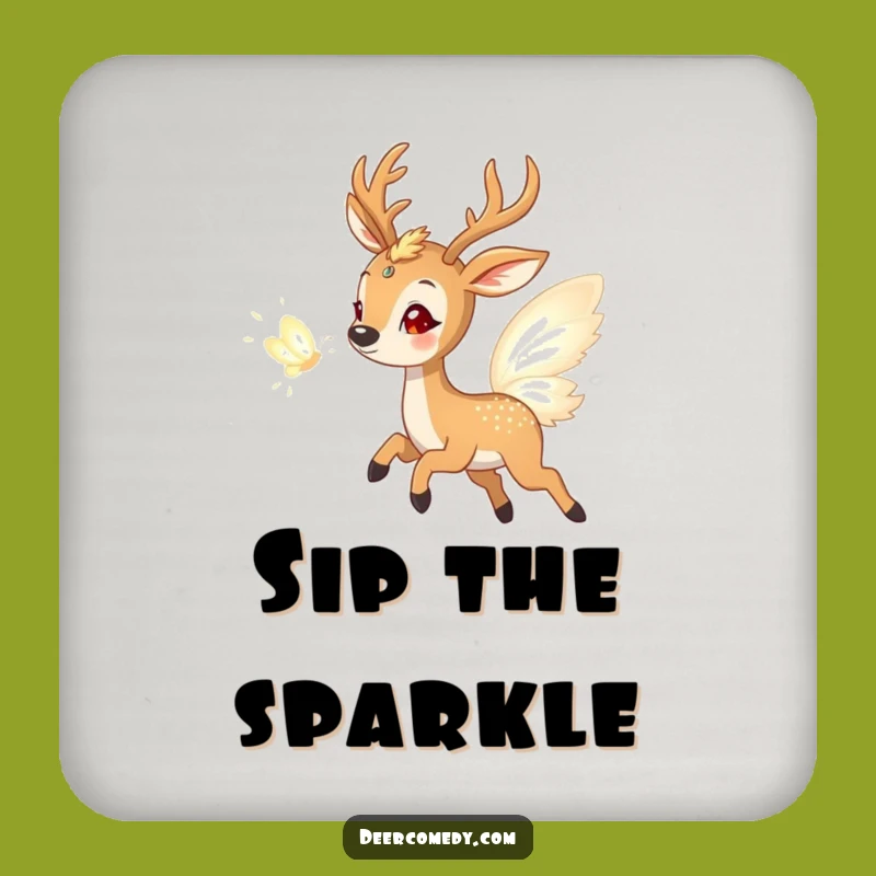 Funny Deer & Light Butterfly Coaster Set: Protect Surfaces with Enchanting Style