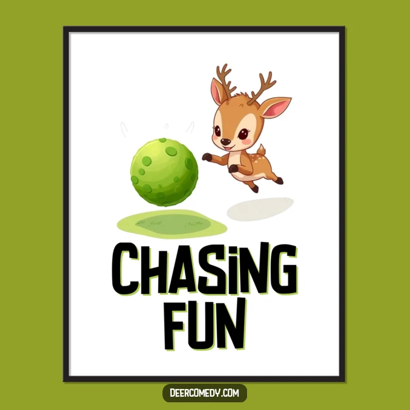 Funny Deer Moss Ball Poster: Playful Wall Art, Nature's Funny Gift