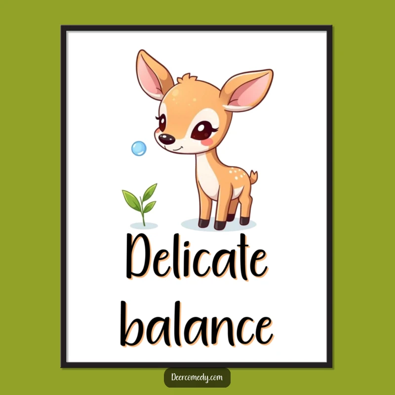 Funny Balancing Deer Poster: Delicate Art for a Moment of Calm