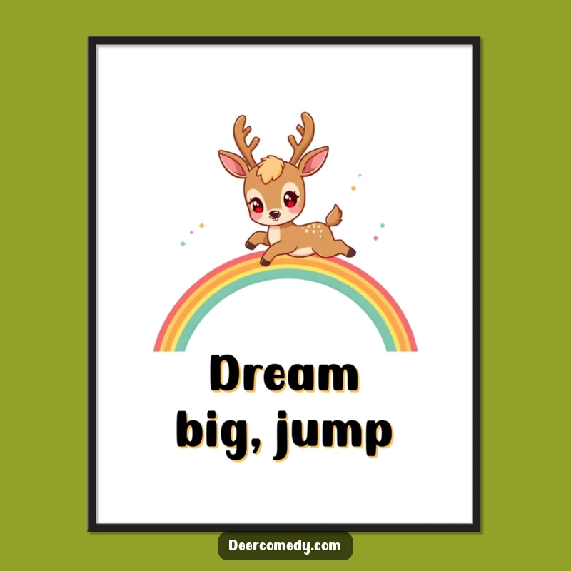 Funny Kawaii Deer Poster: Enchanting Art to Brighten Your Walls