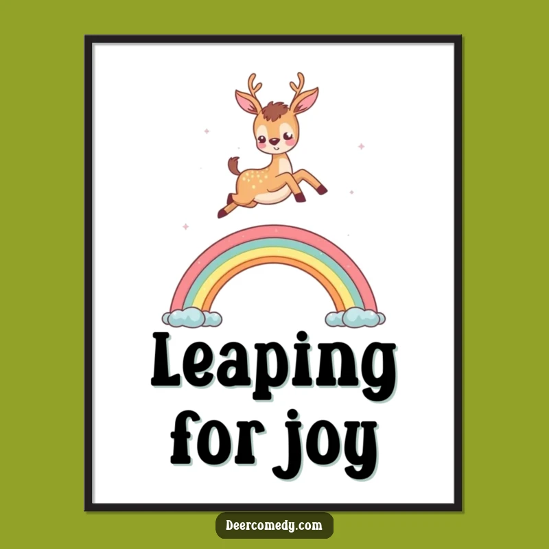 Funny Deer Rainbow Poster: Enchanting Wall Art for a Touch of Magic