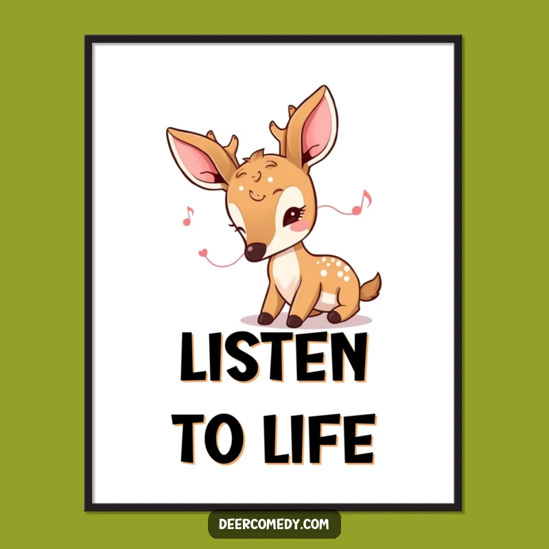 Funny Kawaii Deer Poster: Art for Attentive Souls and Gentle Listeners