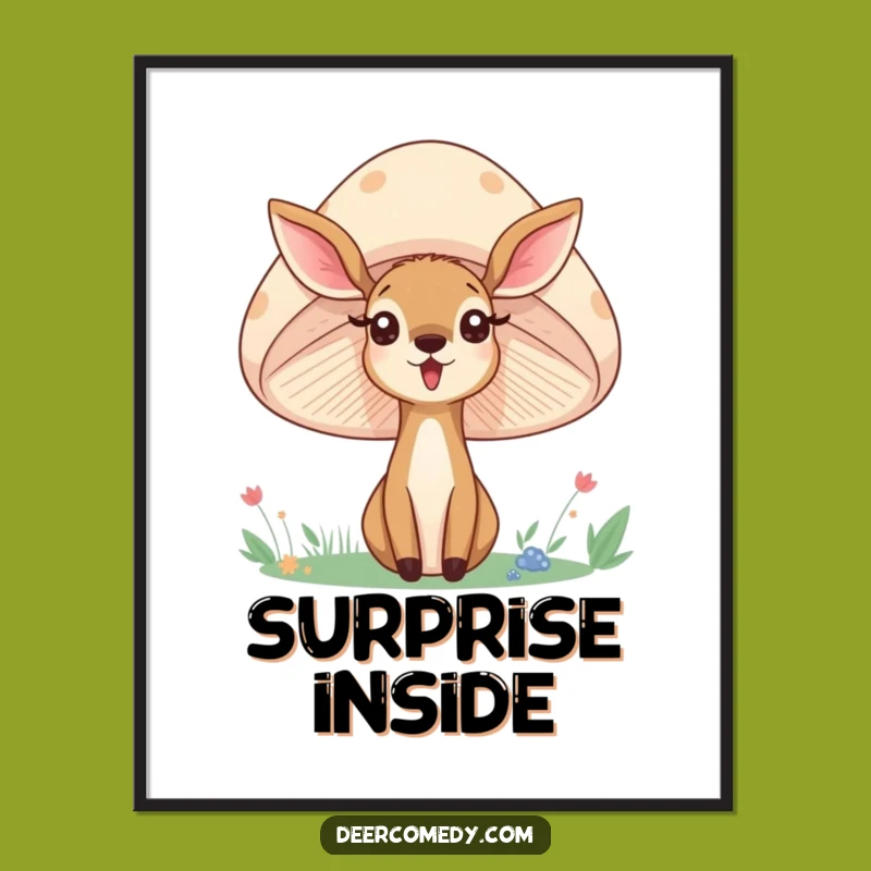 Funny Deer Mushroom Poster: Enchanting Wall Art for Nature Lovers