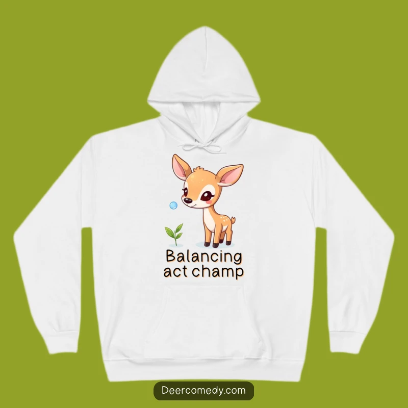 Cozy Funny Balancing Deer Hoodie: Warmth and Whimsical Focus