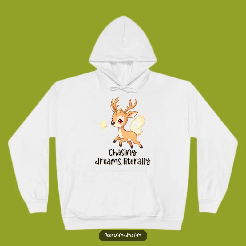Cozy Funny Deer & Light Butterfly Hoodie: Snuggle Up with Enchanting Humor