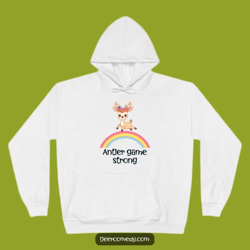 Cozy Funny Deer Rainbow Hoodie: Enchanted Comfort, Magical Funny Gift