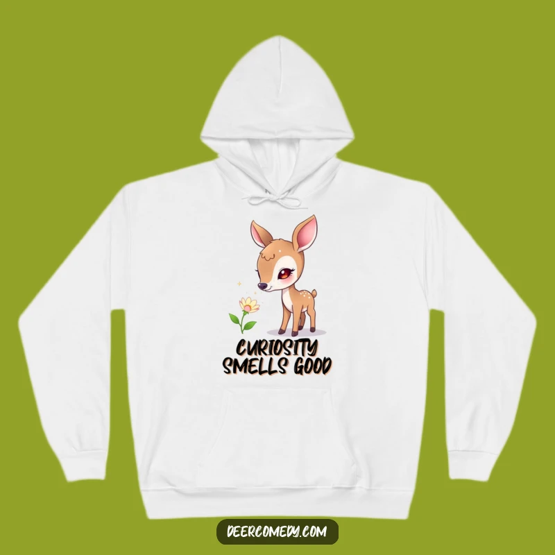 Cozy Funny Deer & Bubble Flower Hoodie: Snuggle Up with Whimsical Discovery