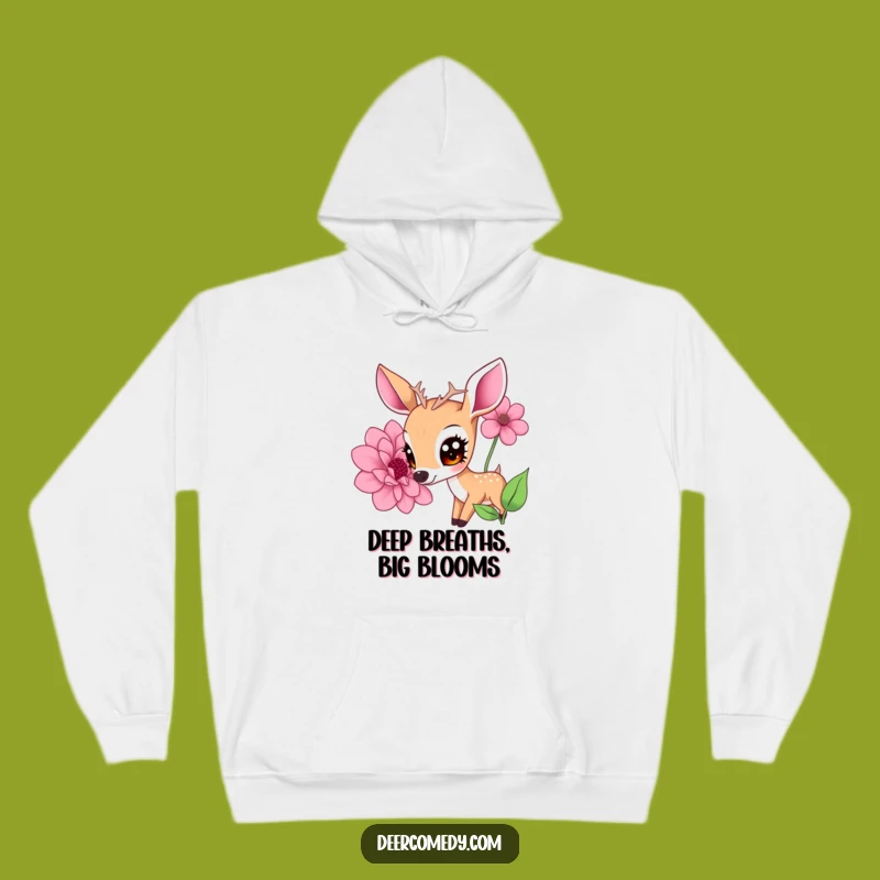 Funny Kawaii Deer Flower Hoodie: Cozy Big Eyes Deer Sweatshirt, Perfect Funny Gift