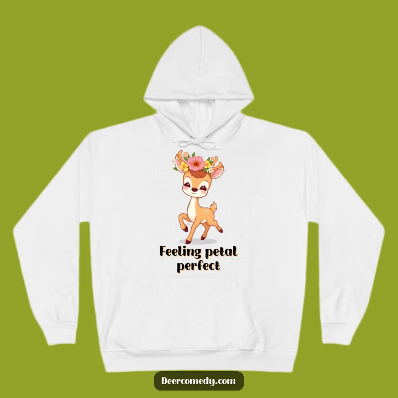Funny Kawaii Deer Floral Hoodie: Cozy Prancing Deer Sweatshirt, Perfect Funny Gift