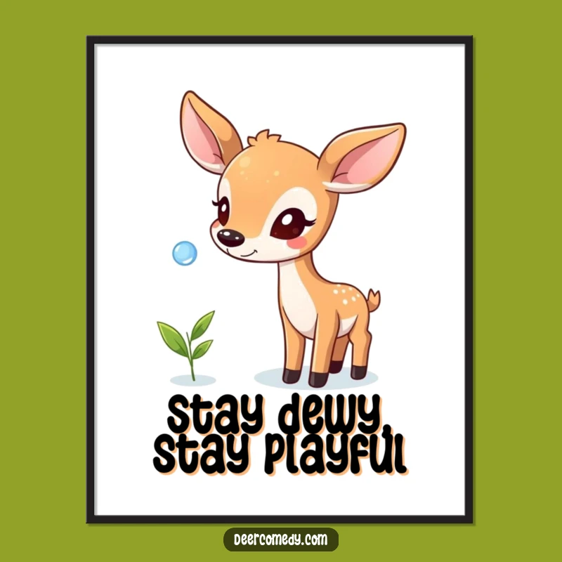 Funny Free Printable Wall Art: Deer Dewdrop Balance - Downloadable Decor