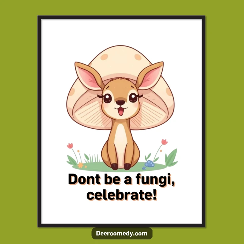 Funny Free Printable Wall Art: Mushroom Deer Surprise - Downloadable Decor