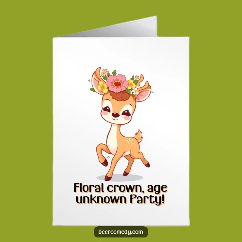 Free Printable Birthday Card: Kawaii Deer Joyful Prance, Funny Downloadable Gift