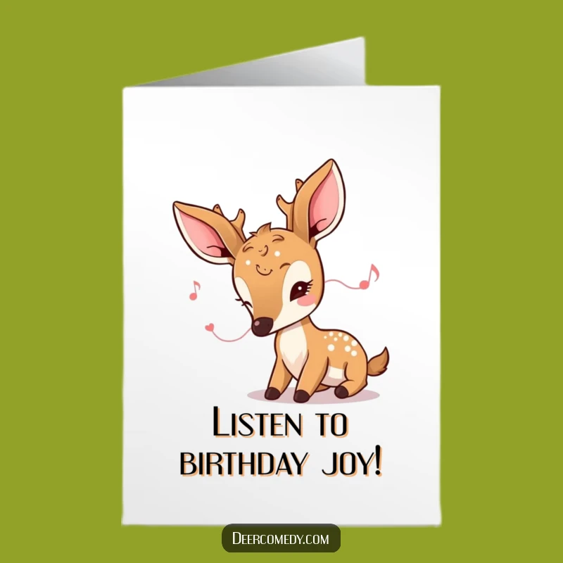Free Printable Birthday Card: Listening Deer - Downloadable Sweet Gift
