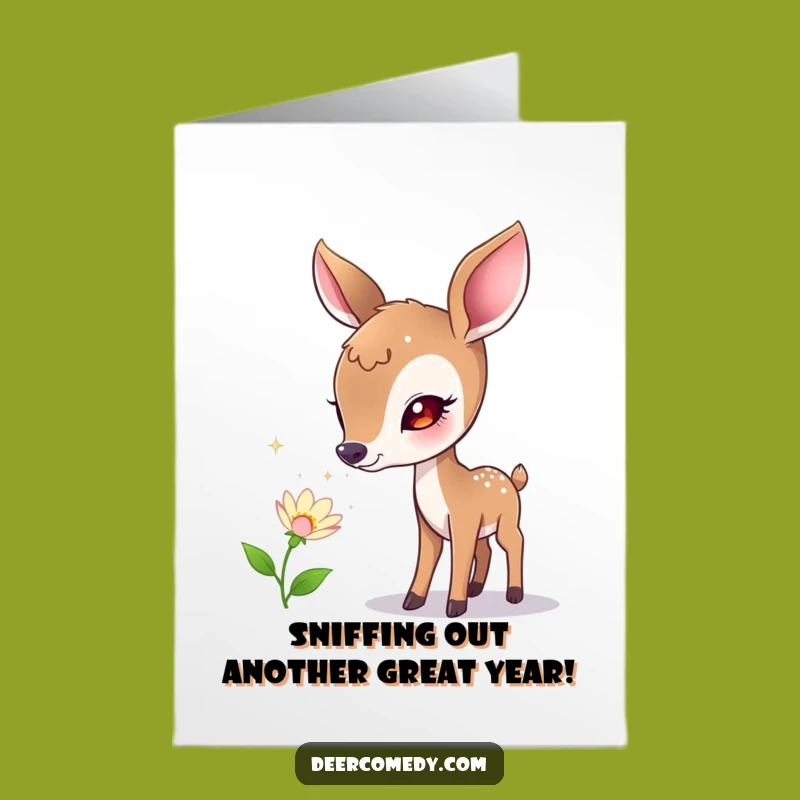 Free Printable Birthday Card Funny Deer Sniffing Bubbles Downloadable Gift