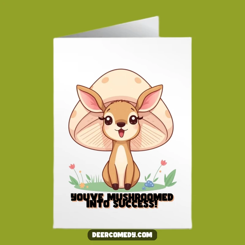 Free Printable Congrats Card: Deer Mushroom Surprise - Funny Downloadable Gift