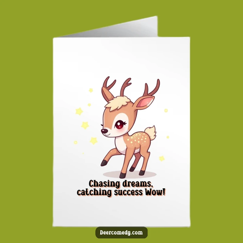 Free Printable Congrats Card: Kawaii Deer Fireflies, Magical Downloadable Gift