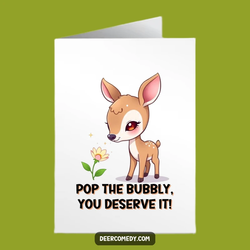 Free Printable Congrats Card Funny Deer Sniffing Bubbles Downloadable Gift