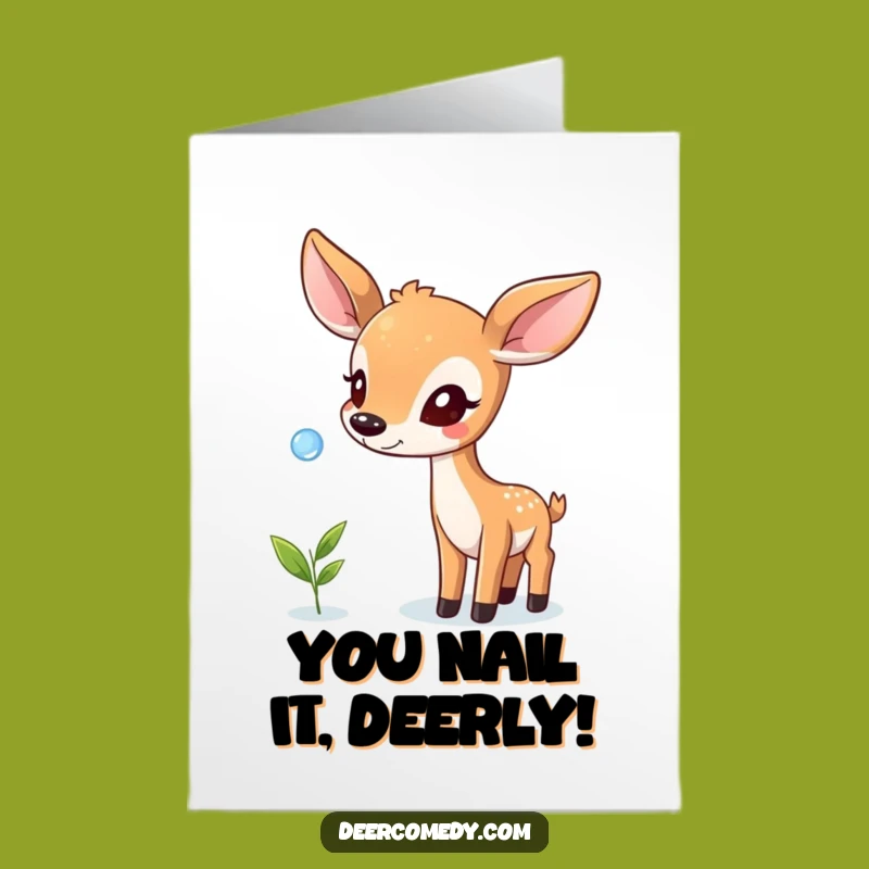 Free Printable Congrats Card: Deer Dewdrop Focus - Funny Downloadable Gift
