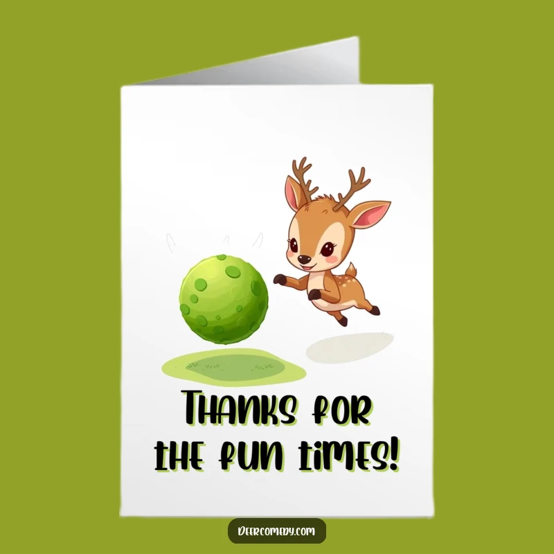 Free Printable Thank You Card: Deer Moss Ball Thanks, Playful Downloadable Gift