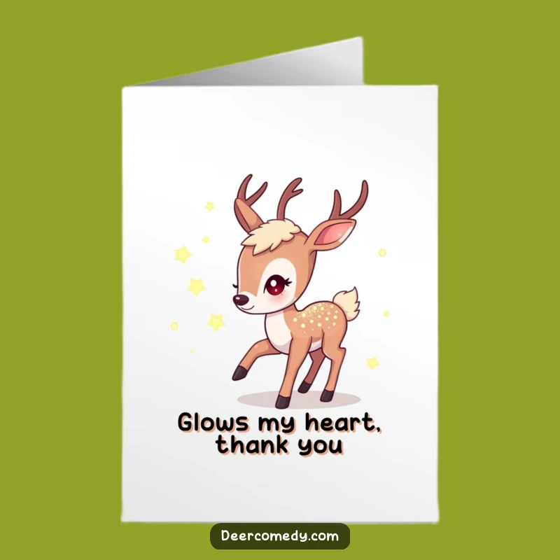 Free Printable Thank You Card: Kawaii Deer Fireflies, Magical Downloadable Gift
