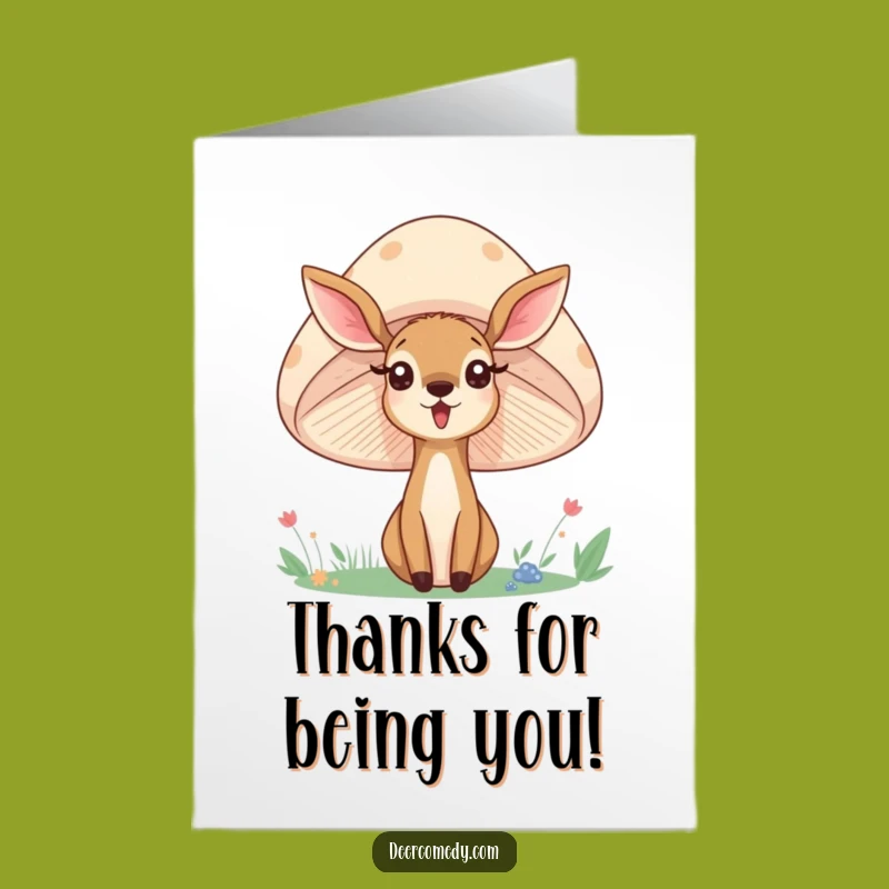 Free Printable Thank You Card: Deer Mushroom Surprise - Funny Downloadable Gift
