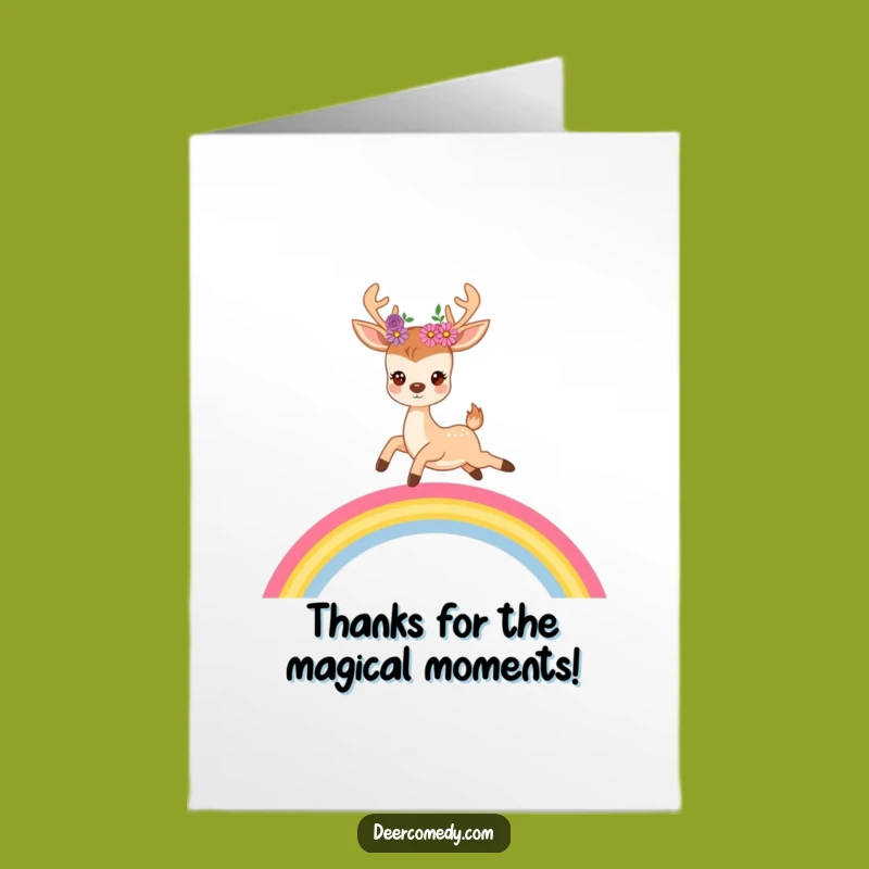 Free Printable Thank You Card: Rainbow Deer Thanks, Floral Downloadable Gift