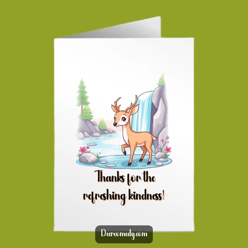 Free Printable Thank You Card: Deer Waterfall Thanks, Elegant Downloadable Gift