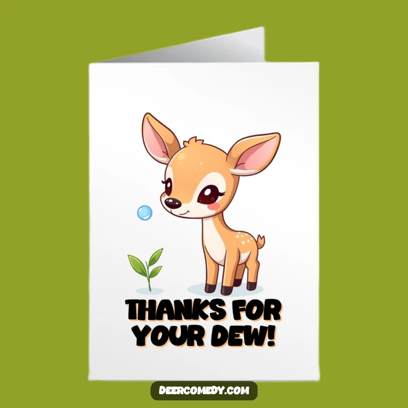 Free Printable Thank You Card: Deer Dewdrop Balance - Funny Downloadable Gift