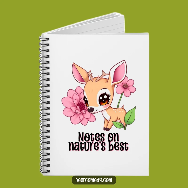Funny Kawaii Deer Flower Notebook: Gentle Journaling Deer, Ideal Funny Gift